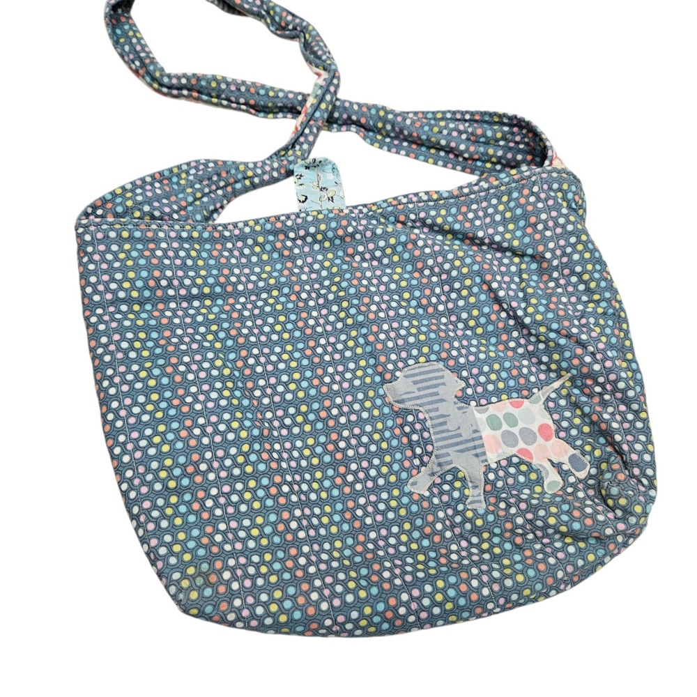 Handmade Patchwork Tote Bag Dog Puppy Animal Colorful Lined Unique Novelty Quilt